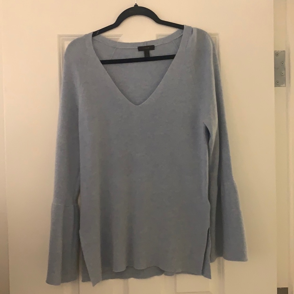 Light blue j crew wool bell sleeve sweater